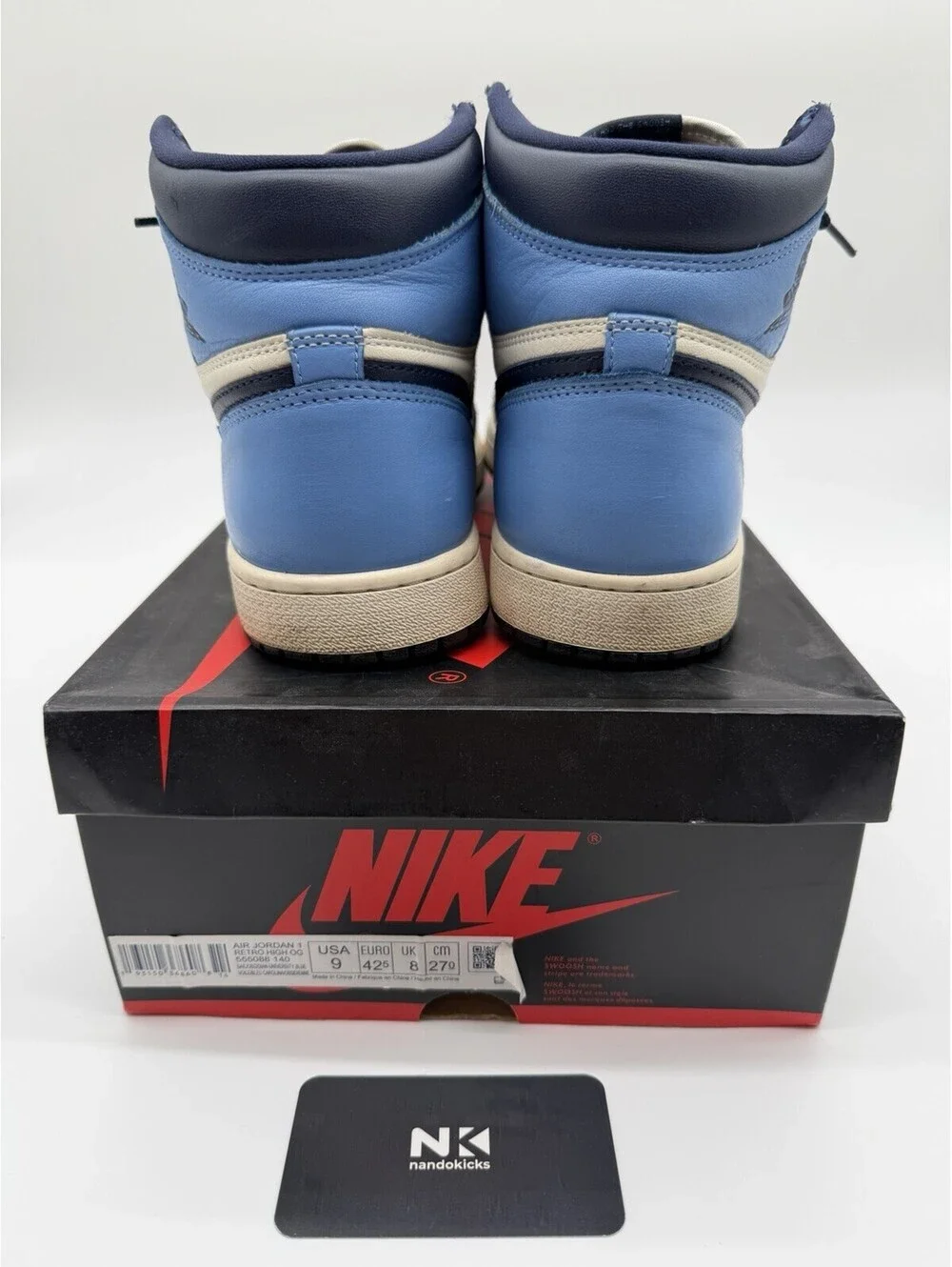 Air Jordan 1 Retro OG High Obsidian UNC 2019 Size 9M USED